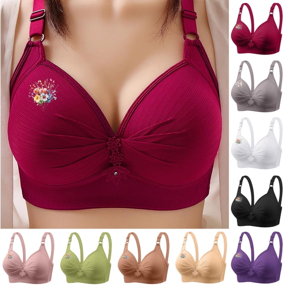 Wireless Bras for Women Push Up Plunge Seamless T-Shirt Bras No Underwire Supportive Full Coverage Bralettes Plus Size Everyday Bra Comfortable T shirt Bras