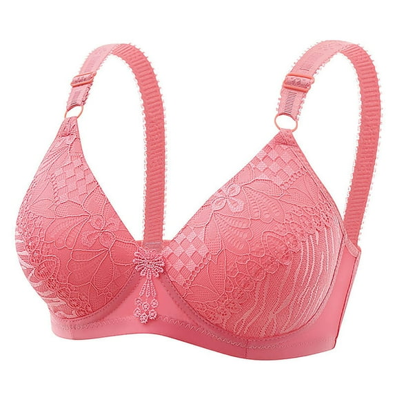 Wireless Bras for Women Seamless Push Up Bra Full Coverage Bralettes Support Women's Thin Seamless Vest Soft Support Large Chest Small Half Fixed Cup Breathable Bra,Color:Watermelon Red,36