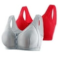 thumbnail image 1 of Wireless Bras for Women Support 2 Pack Front Closure Full Coverage No Underwire Cotton Bras Front Snaps Seniors High Support Wireless Push up Bra Older Women Lace Everyday Bras Silver 38, 1 of 2