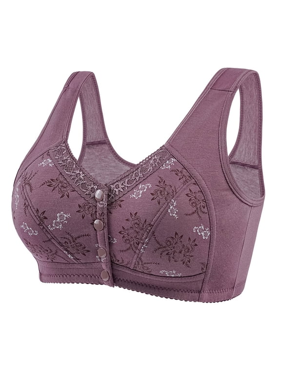 Wireless Bras for Women Support And Lift And Minimize Plus Size Full Coverage Bras Full Support Wide Band Front Closing Bras Wireless Seamless Everyday Bras With Sagging Breasts No Hooks
