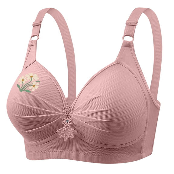 Wireless Bras Women Trendy Print No Underwire Push Up Seamless Full Coverage Sport Bra Womens Everyday Bralettes Pink Small