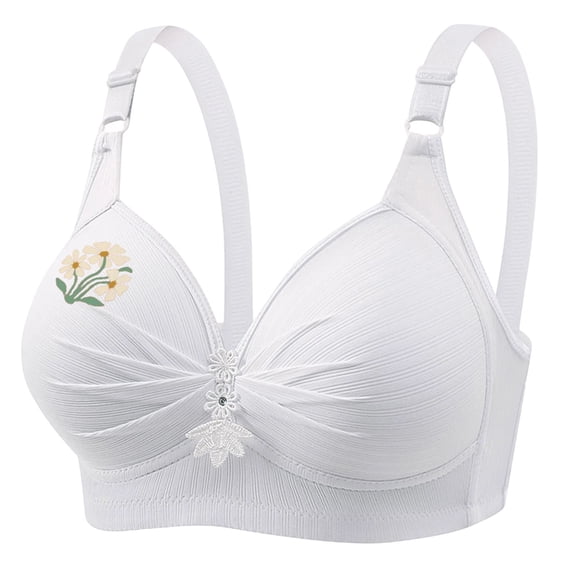 Wireless Bras Women Trendy Print No Underwire Push Up Seamless Full Coverage Sport Bra Womens Everyday Bralettes White Medium