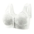 thumbnail image 1 of Wireless Bras for Women qinhaie Comfortable Front Closure Wireless Bra for Women, No Underwire Everyday Bra, Front Snap or Button Soft Breathable White Bra, 1 of 3