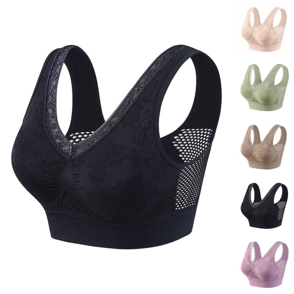 Wireless Bras for Older Women Breathable Racerback No Underwire Plus Size Bralettes Everyday Bra