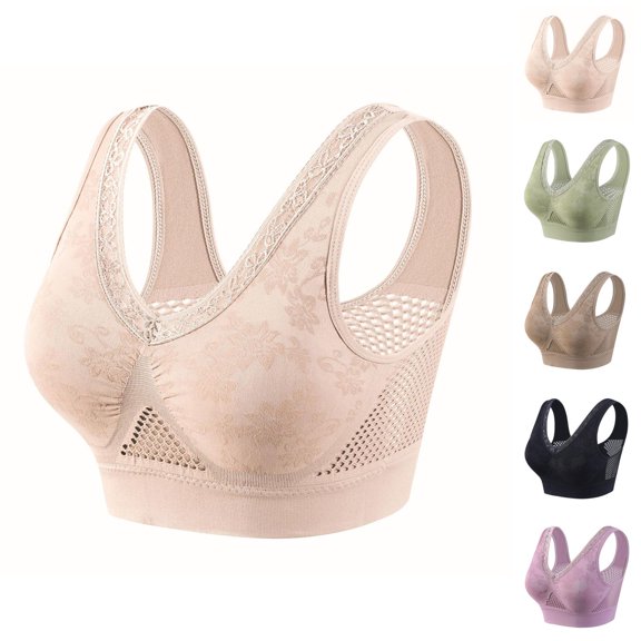 Wireless Bras for Older Women Breathable Racerback No Underwire Plus Size Bralettes Everyday Bra