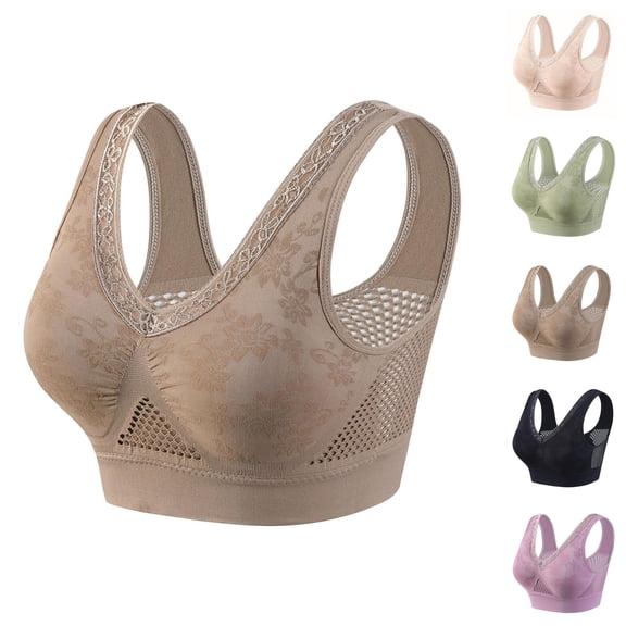 Wireless Bras for Older Women Breathable Racerback No Underwire Plus Size Bralettes Everyday Bra