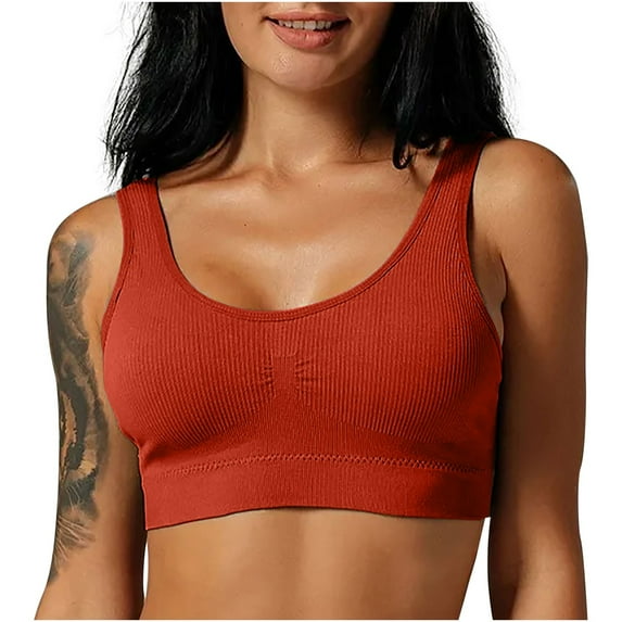 Wireless Bras for Women Back-Smoothing Bra Feature V-Neck No Underwire Bra Style W-1815 Hook and Eye Closure Sports Bras Plus Size Red L