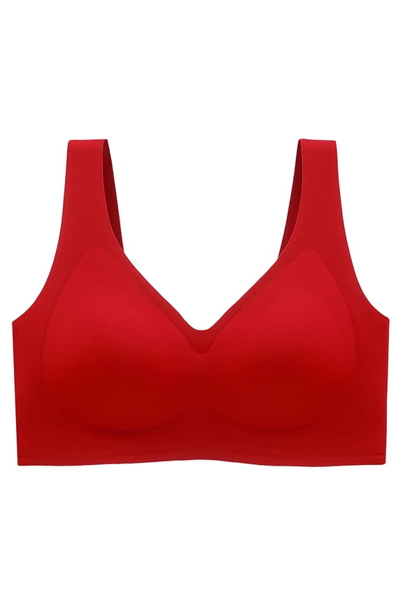 Wireless Bras for Women Bras New Women's Bra with Gathered Large Chest Small Sagging Comfortable and No Steel Ring Underwear Red 3Xl