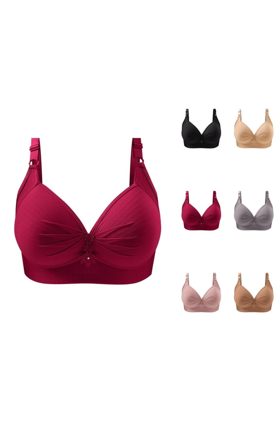 Wireless Bras for Women Comfortable Full Coverage Adjustable Strap Molded Cup Push Up Bralettes Everyday Bra