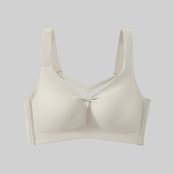 Wireless Bras for Women Comfortable Full Coverage Bralettes Trendy Push Up Underwear Daily Bra Beige 4XL
