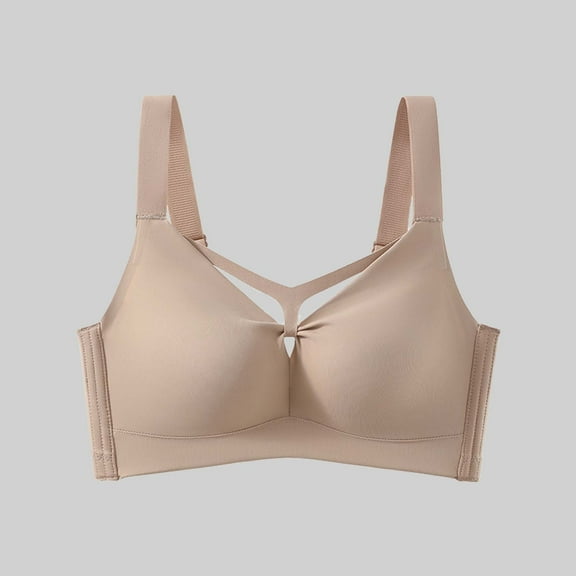 Wireless Bras for Women Comfortable Full Coverage Bralettes Trendy Push Up Underwear Daily Bra Khaki S