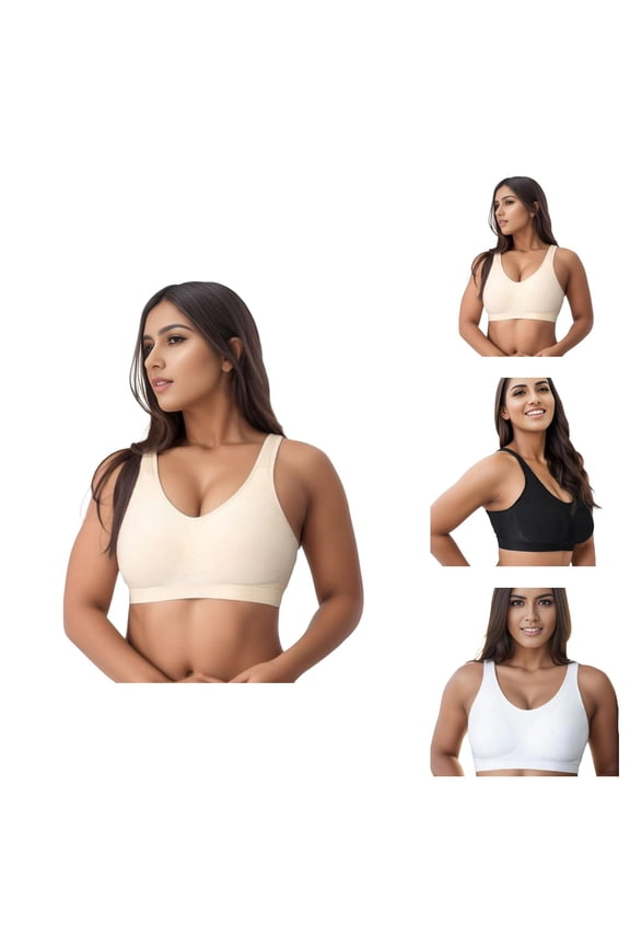 Wireless Bras for Women Compression Wirefree High Support Bra Everyday Exercise Back Support Hosiery