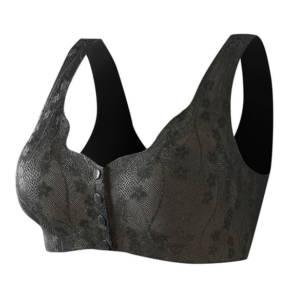 Wireless Bras for Women Daisy Bra for Women Convenient Front Close Button Cotton Bras for Older Women No Underwire Bras for Women Black XXXXL