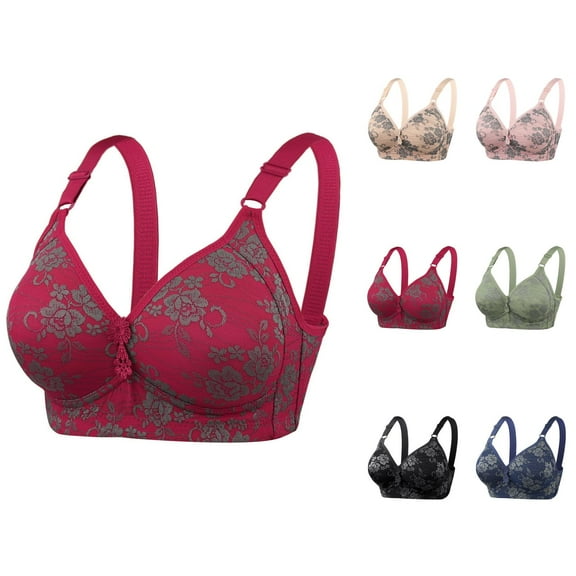 Wireless Bras for Women Floral Print Comfortable Lightweight Plus Size No Underwire Bralettes Everyday Bra