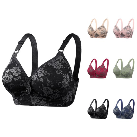 Wireless Bras for Women Floral Print Comfortable Lightweight Plus Size No Underwire Bralettes Everyday Bra