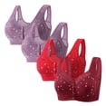 thumbnail image 1 of Wireless Bras for Women Front Closure 4pc Comfortable Lace Breathable Bra No Rims, 1 of 3