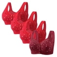 thumbnail image 1 of Wireless Bras for Women Front Closure 4pc Comfortable Lace Breathable Bra No Rims, 1 of 3