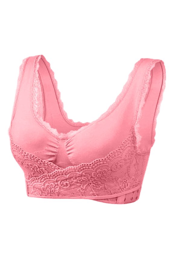 Wireless Bras for Women Front Criss Cross Side Buckle Fashion Lace Edge Full Coverage Seamless Plus Size Bras