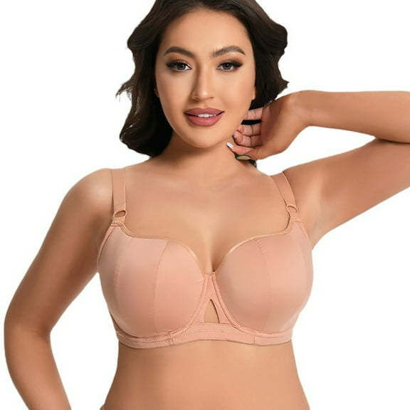 Wireless Bras for Women Large Bust Push Up Bralettes Cutout Supportive Full Coverage Bras Older Womens, 85I Beige