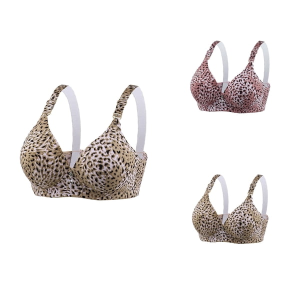 Wireless Bras for Women Leopard Print Soft Comfortable Lightweight Push Up Bralettes Everyday Bra