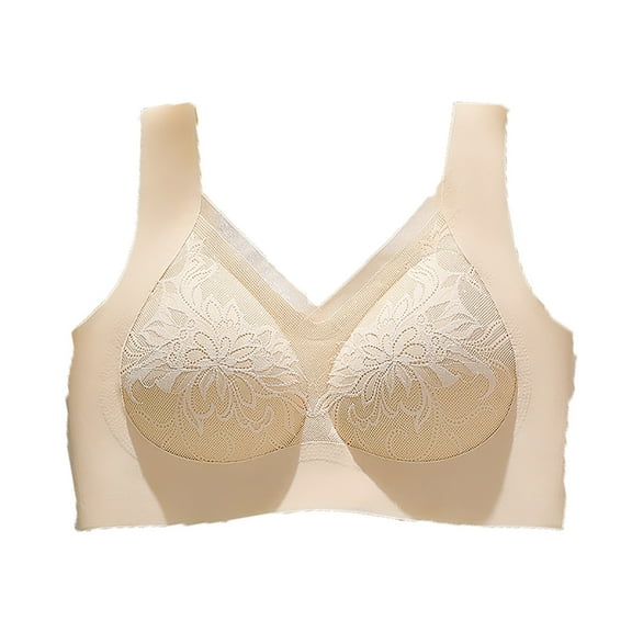 Wireless Bras for Women Mesh Crossover Seamless Full Coverage Push Up No Underwire Soft Everyday Bra,Yellow,34 B