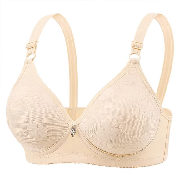 Wireless Bras for Women, Middle Aged And Elderly Bras Without Steel Rings Large Size Underwear Front Button Style Bra Comfortable Bra(Beige,36)
