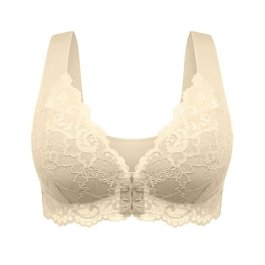 Wireless Bras for Women No Underwire Comfort Seamless Bra Push Up Support Full Coverage Bra V Neck Padded Bralette Beige XXXXXL