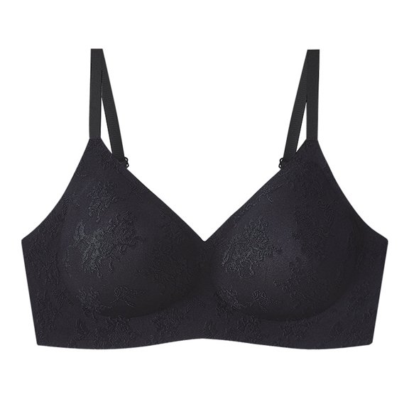 Wireless Bras for Women No Underwire Full Coverage Support Push Up Comfortable Lace Seamless Underwear Daily Bra (36/80BC, Pink)