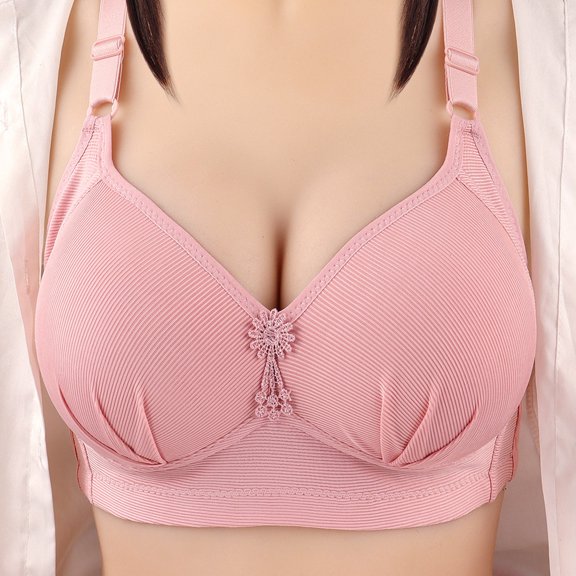 Wireless Bras for Women No Underwire Ruched Front V Neck Padded Push up Full Coverage Everyday Bralette