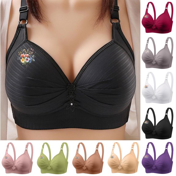 Wireless Bras for Women No Underwire Supportive Mesh Crossover Bra Push-up Breathable Daily Underwear Small Print Bra