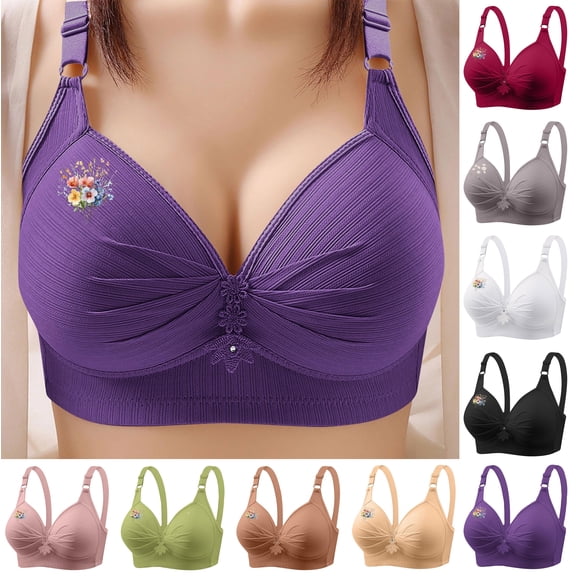 Wireless Bras for Women No Underwire Supportive Mesh Crossover Bra Push-up Breathable Daily Underwear Small Print Bra
