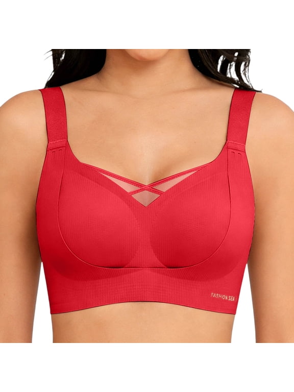 Wireless Bras for Women No Underwire Supportive Mesh Crossover Bra Seamless Push Up Full Coverage Everyday Bralettes