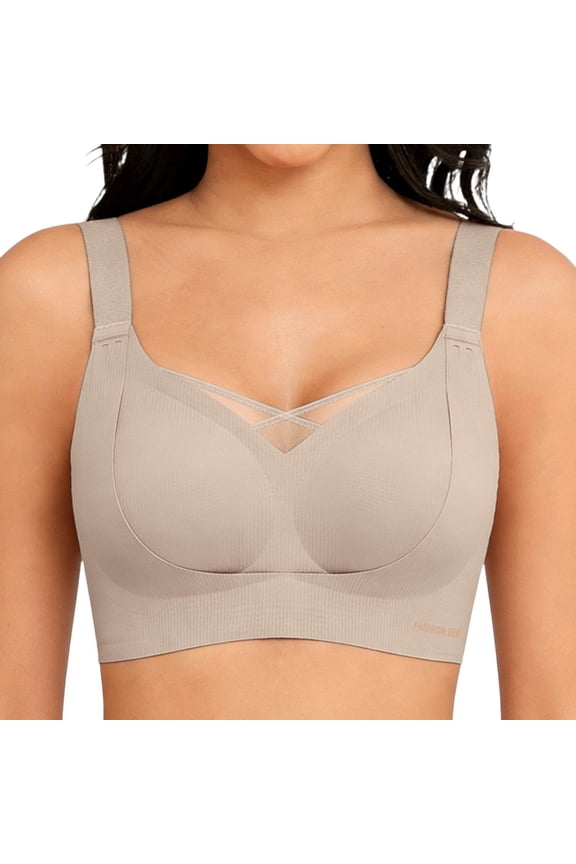 Wireless Bras for Women No Underwire Supportive Mesh Crossover Bra Seamless Push Up Full Coverage Everyday Bralettes