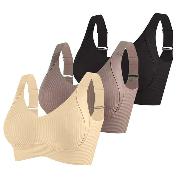 Wireless Bras for Women Plus Size Fashion Sports Bra Underwear Bra Everyday Underwear Black M-5XL