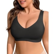 Wireless Bras for Women Plus Size Seamless Full Coverage Soft Sleep Bra Push up Sports Bra Comfort V Neck Everyday Bras No Underwire