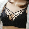 thumbnail image 1 of Wireless Bras for Women Push Up Cross Deep V Bralettes Womens Lace Splice Breathable Padded Underwear Bra, 1 of 3