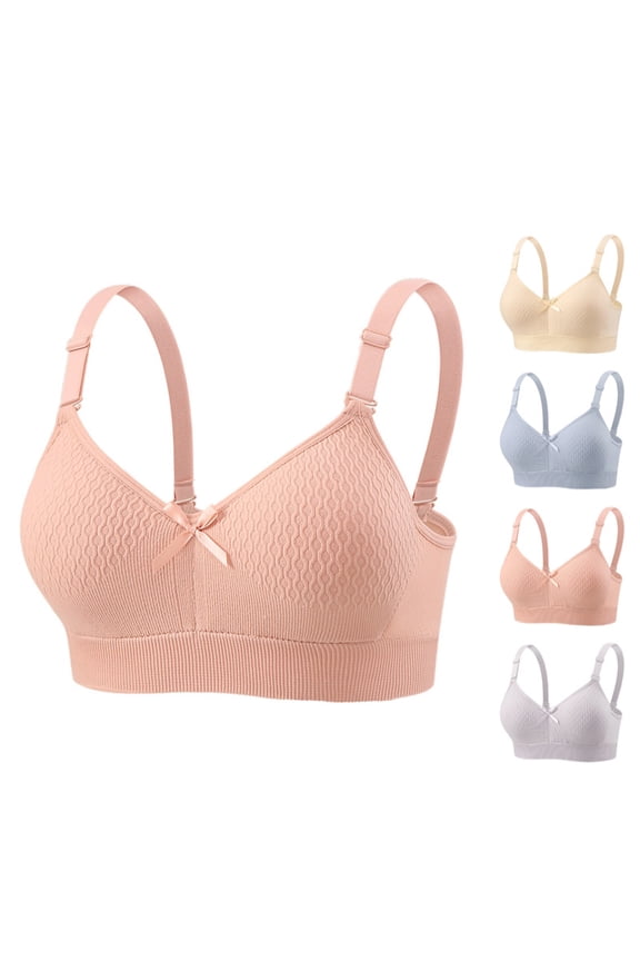 Wireless Bras for Women Push Up Padded No Underwire Full Coverage with Support Comfortable Womens Bra Watermelon Red 34