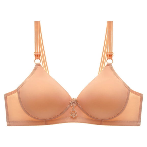 Wireless Bras for Women Smoothing No Underwire Bralettes Full Coverage Push Up Seamless V Neck Comfort Workout Bra,Orange,36 B
