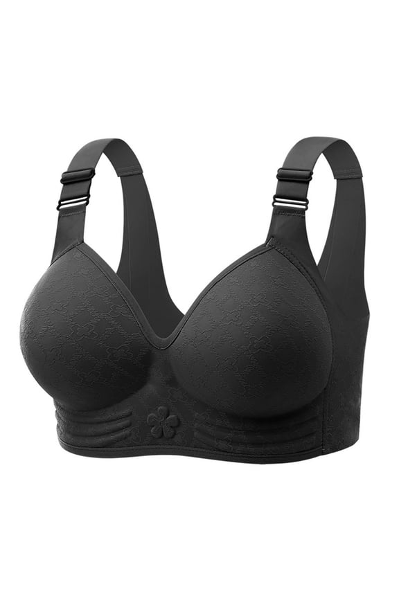 Wireless Bras for Women Soft Comfy Push up Seamless Bras Full Support No Underwire T-Shirt Bralettes Supportive Sports Bra Black 46