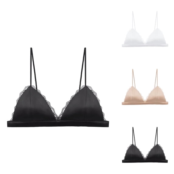 Wireless Bras for Women V Neck Lace Spaghetti Strap Racerback Comfortable Padded Bralettes