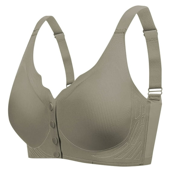 Wireless Bras for Women, Woman's Solid Color Thin Style Ventilate Large Size Bra Without Steel Rim(Olive Green,L)