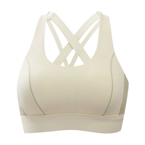 Wireless Bras for Women Women's Wireless Sports Bra with Fixed Cups, Cross Back Sport Bras for Chest Support and Side Control Women Bra Yellow S