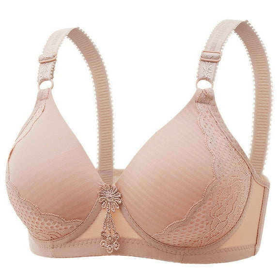 Wireless Bras for Women, Xunlbb Women's Non-steel Lace Stitching Comfortable And Breathable Gathered Adjustable Bra Underwear(Gray,40)