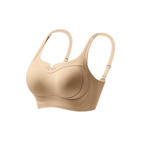 Wireless Breathable Everyday Bras - Women's Solid Color Sling Seamless Bra with Removable Pads Everyday Bras Khaki 40