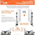 thumbnail image 1 of Wireless Bridge Point to Point Outdoor WiFi, Wireless Network Expansion Kit, Long Range High Speed 5G | 2 Units Bridge Kit Complete Pre-Configured - P2P 1000Mbps 5Km (2Pack), 1 of 15