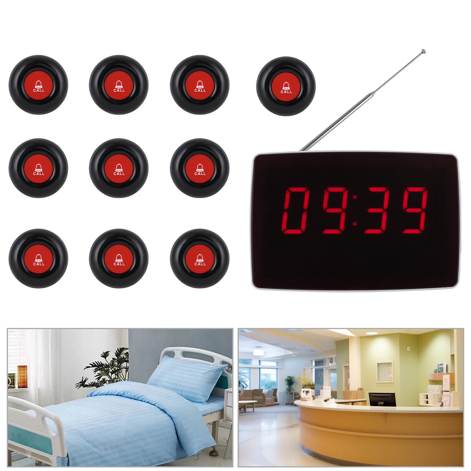 Wireless Calling Button Elderly Nurse Alert System 10 Call Buttons+1 ...