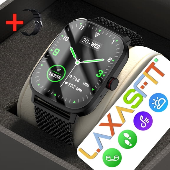 [Wireless Calling Smartwatch] 100+ Sports Modes, Wireless Calling, 1.83-Inch Display, Sleep Monitoring, AI Voice, Pedometer, Calculator, Games, Music Control (Unisex)