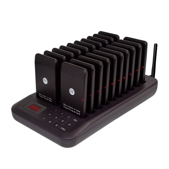 Wireless Calling System Buzzer Restaurant 20 Par Receiver 1 Keypad Transmitter Guest Paging Cafe Coaster ,Precise Control