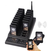Wireless Calling System, Restaurant Pager, 1Pcs 999 ChannelsCalling Keypad + 20Pcs Pagers, Beep Vibrate Flash,1000 Meters Wireless Transmission For Restaurant Bar Hotel Cafe Food Court