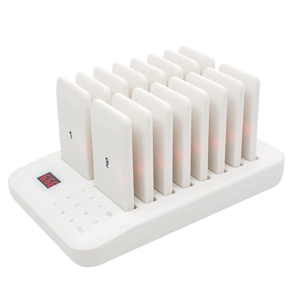 Annuodi Wireless Calling System, 16 Pagers with Coasters, for Coffee Food Court Church Nurse Clinic Queue System, White, New
